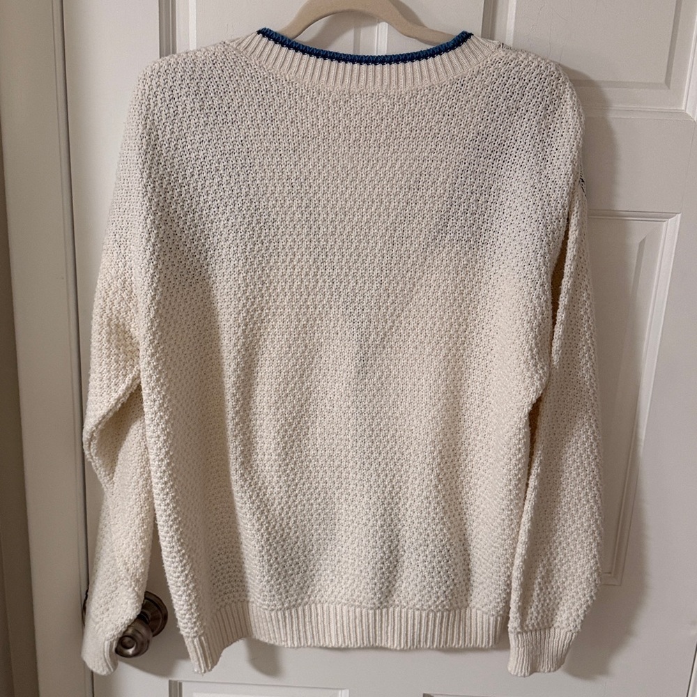 Vintage Cricket Lane V-Neck Cable Floral Rose Cardigan Cream/Blue Size Medium - Picture 6 of 8